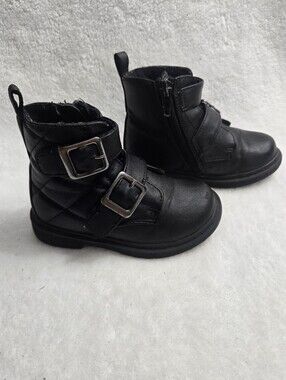 Rachel Black Ankle Boots with Buckle Straps Zipper Boots Size 6 Toddles Shoes